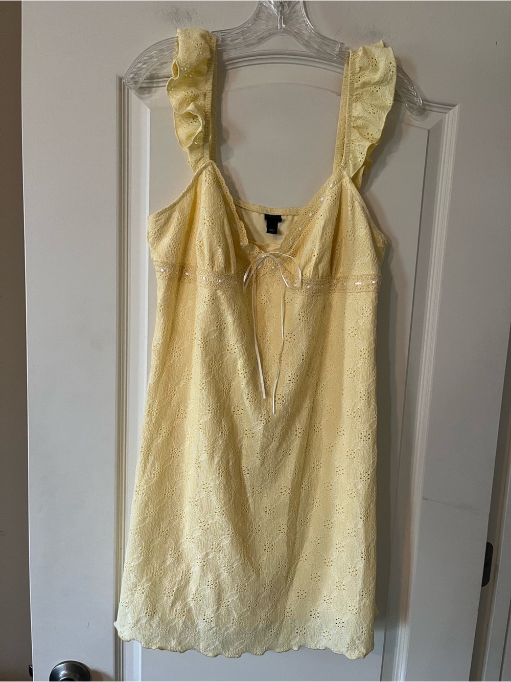 Wild Fable Women's Eyelet Slip Dress in Light Yellow Juniors Size Large